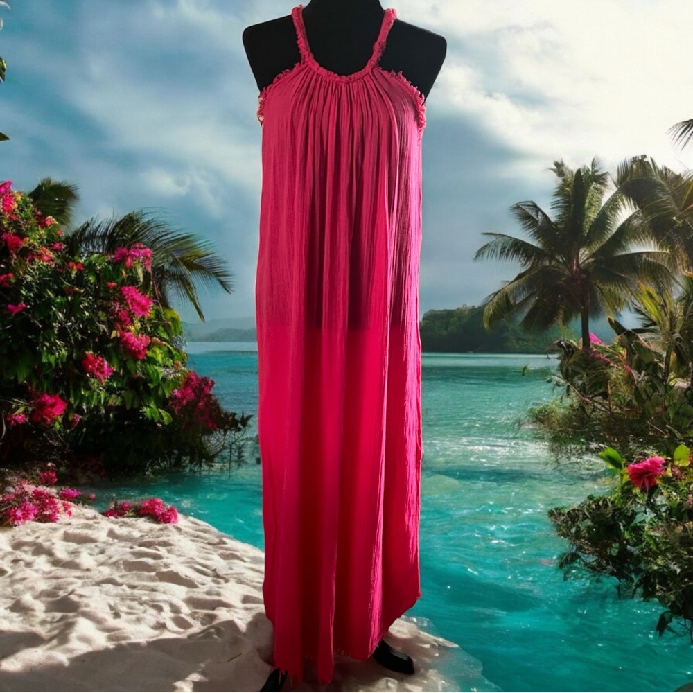 💖 Stella Martini Fuchsia Linen Maxi Dress 💖